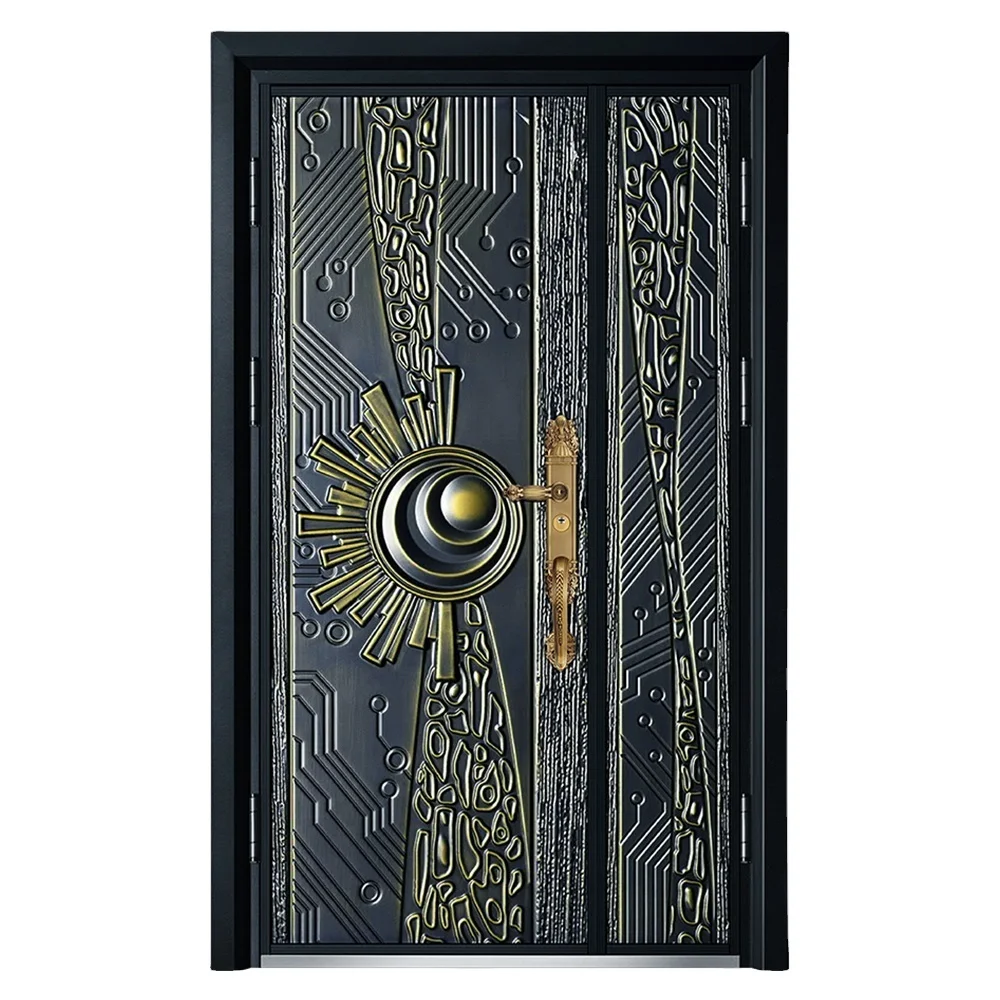 Decorative Luxury Factory  Price Kenya Front Exterior Security Steel Door For Home