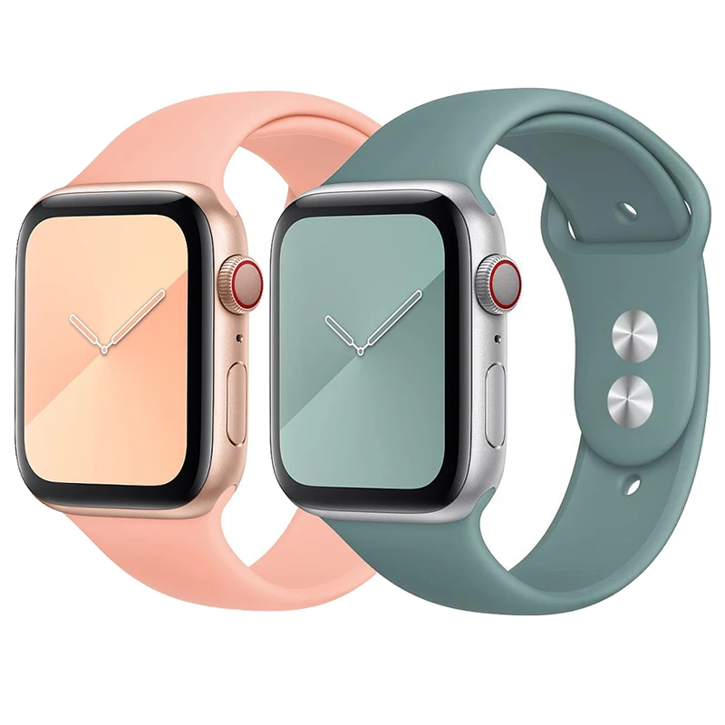
 Ремешок силиконовый для Apple Watch band 40 мм 44 мм 38 мм 42 мм, резиновый спортивный браслет для смарт-часов iWatch Series 3 se 4 5 6  