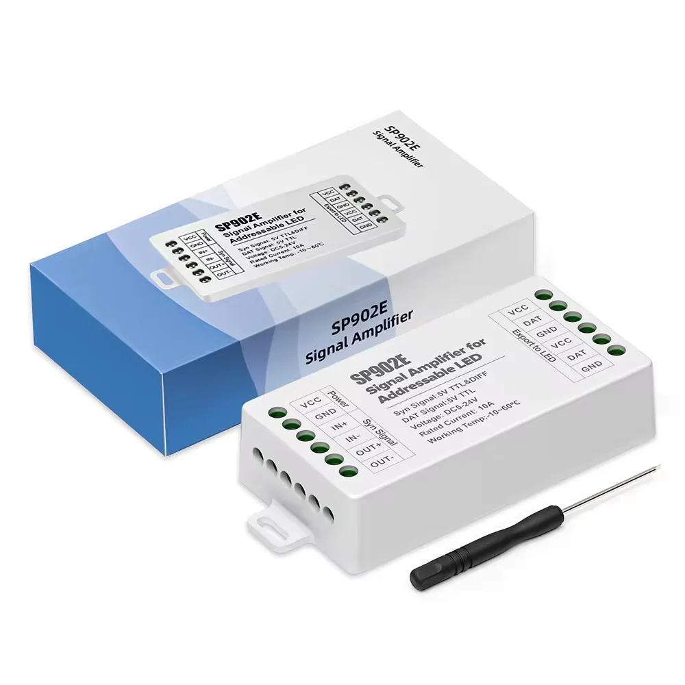ESann высокая эффективность поддержка широкого напряжения DC5V до 24V TTL светодиодный Усилитель сигнала SPI пикселей SP902E контроллер