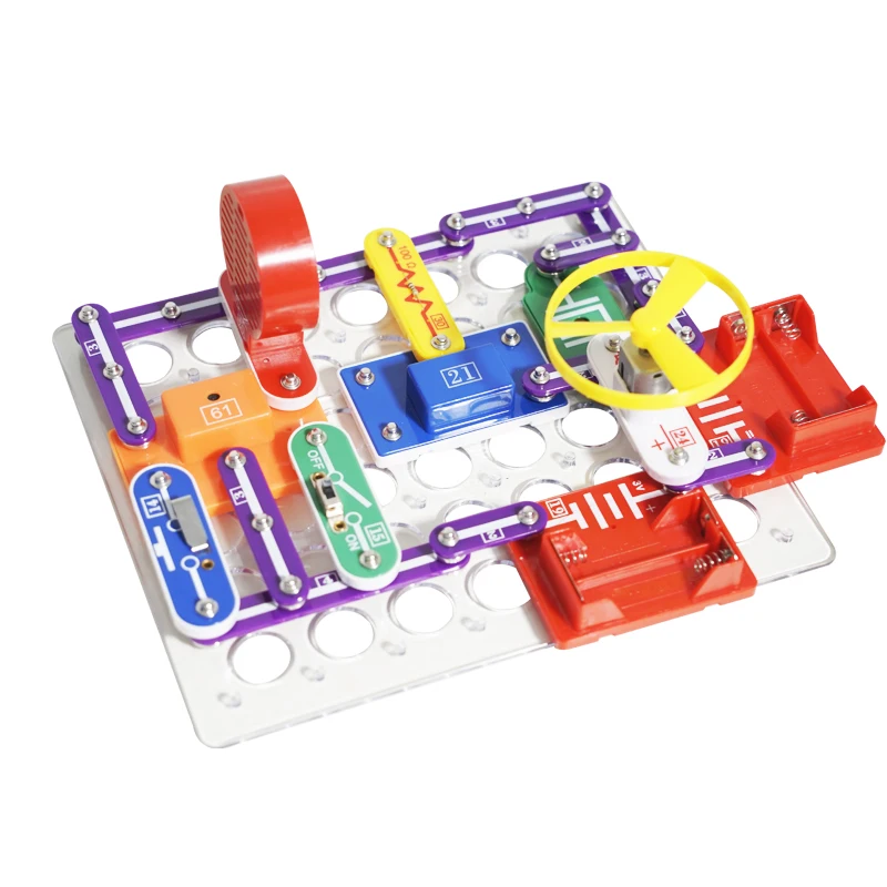 QS Children STEAM Science Experiment Physical Electronic Plastic DIY Circuit Building Blocks Brick Educational Kit Toys for Kids