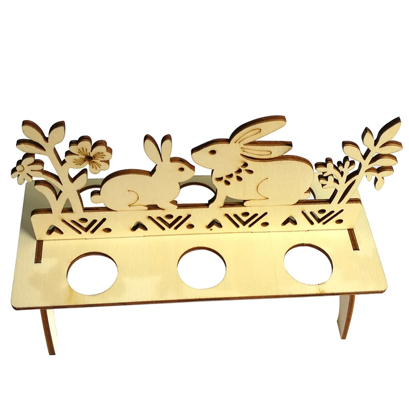 DIY Wooden Easter Egg Stand Shelves Happy Easter Bunny Egg Container Easter Ornament Decoration Crafts
