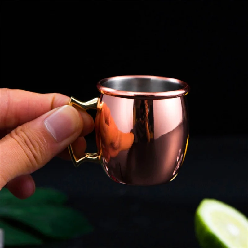 4 Pieces 60ml Mule Cups 2 Ounces Mug 304 Metal Stainless Steel Lining Pure Copper Plated Coffee Cup Moscow Mule Copper Mugs