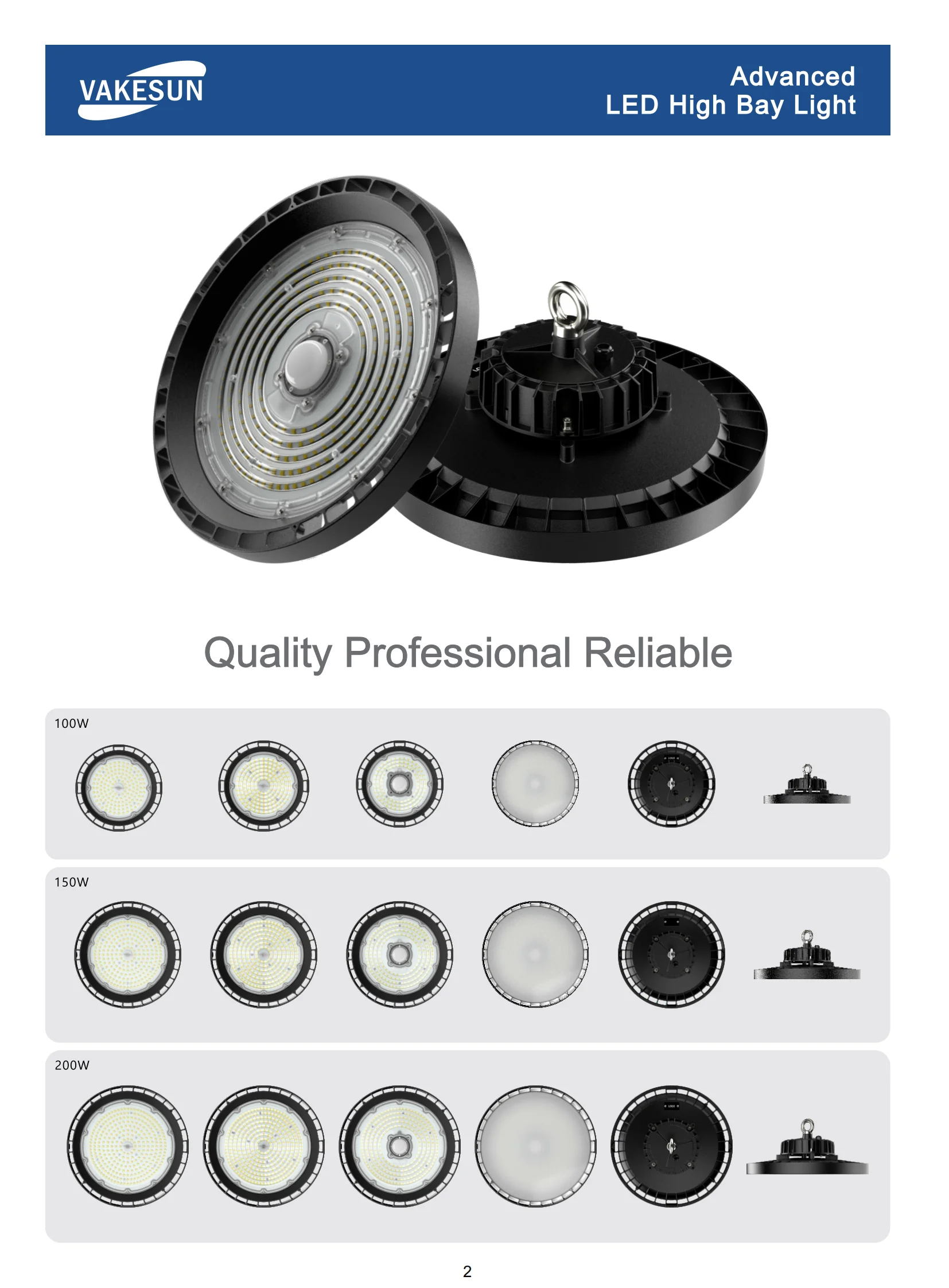 Warehouse Explosion-Proof UFO High Bay LED Lighting Lamp 100W 150W 200W Lights Aluminum Body IP66 Reflector