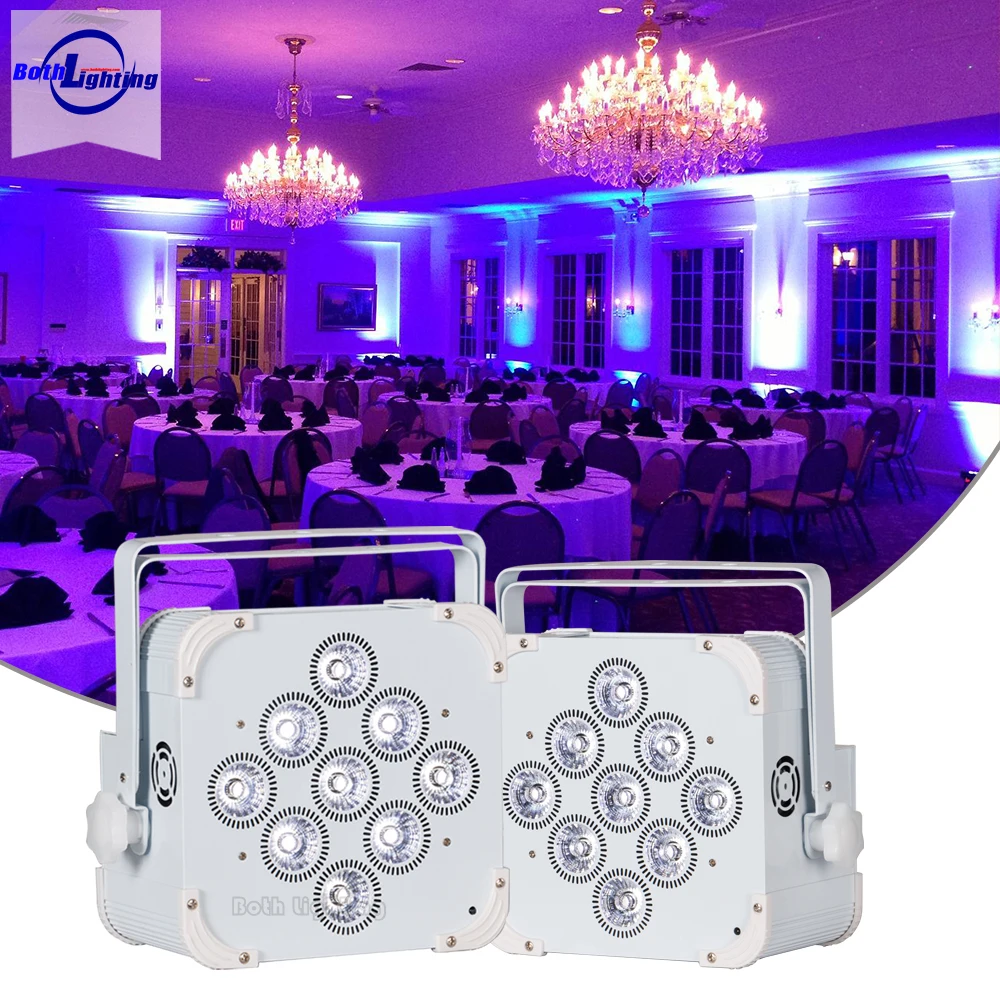 Bothlighting 9*18W Led Battery Wireless Lights RGBWAUV 6in1 Flat Led Par Uplight DJ Event Entertainment