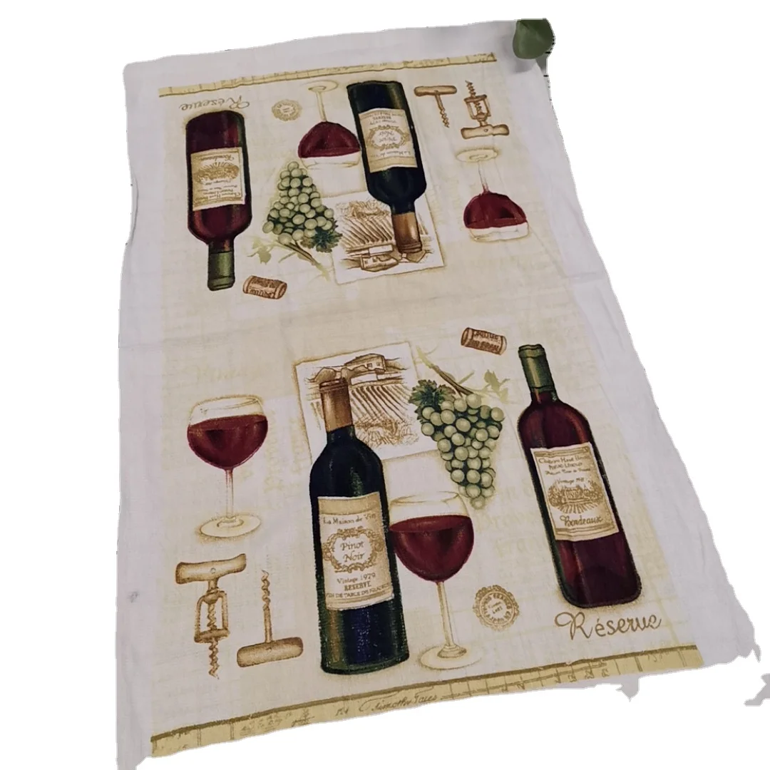 2022 Latest Hot Selling Water Absorbent Custom Design Floral Printed Cotton Fabric Linen Kitchen Christmas Gift Tea Towel