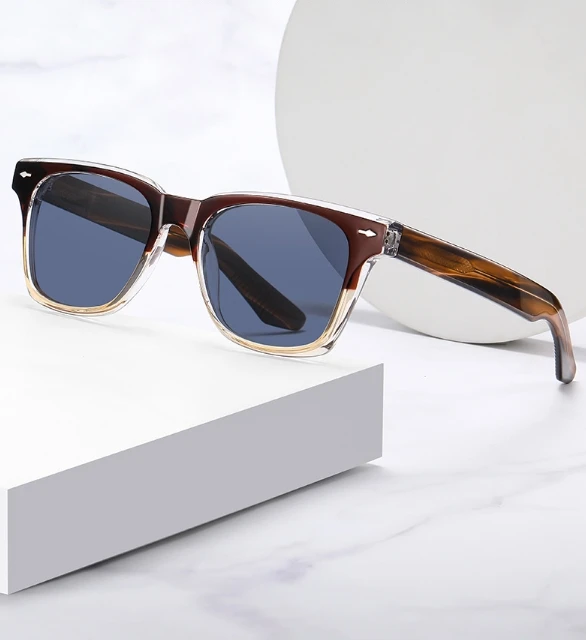 Wholesale Classic Blue Frame Plate Sunglasses with UV400 Lenses Anti-Blue Myopia Glasses Popular in Europe the United States