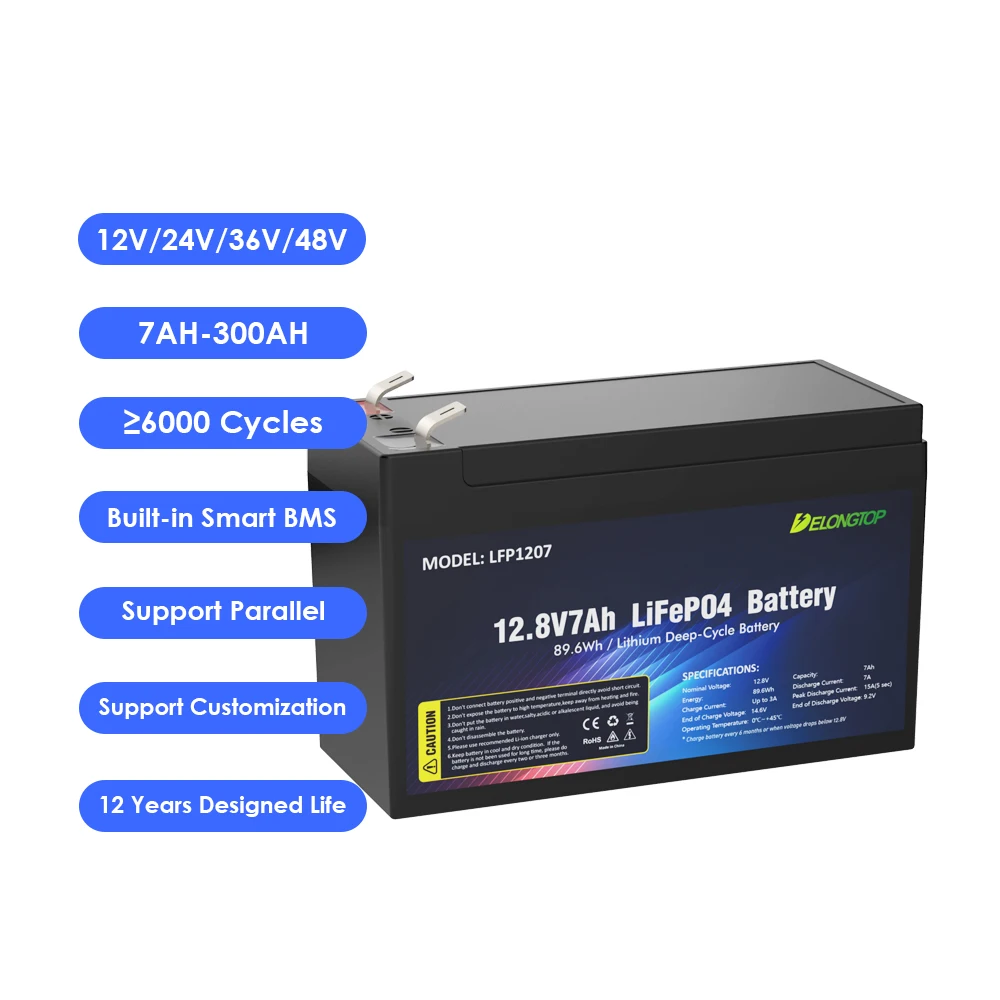 Rechargeable UPS dry battery 12v 6ah 7ah 8ah lifepo4 lithium ion battery pack