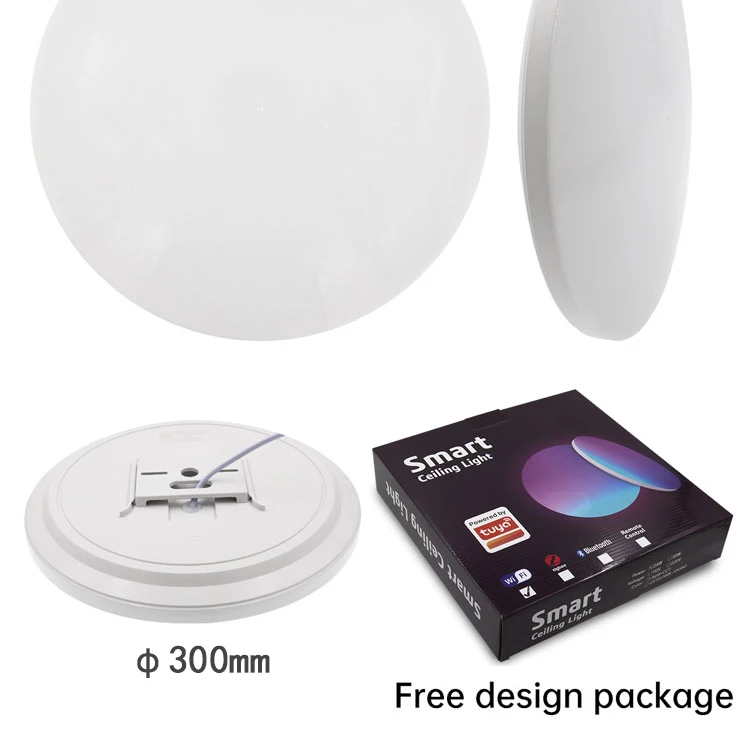ultrathin Tuya Wifi app Control LED ceiling light 24W Ra>80 Home RGB Voice Adjustable Smart Round Dimmable Switch Led CE custom