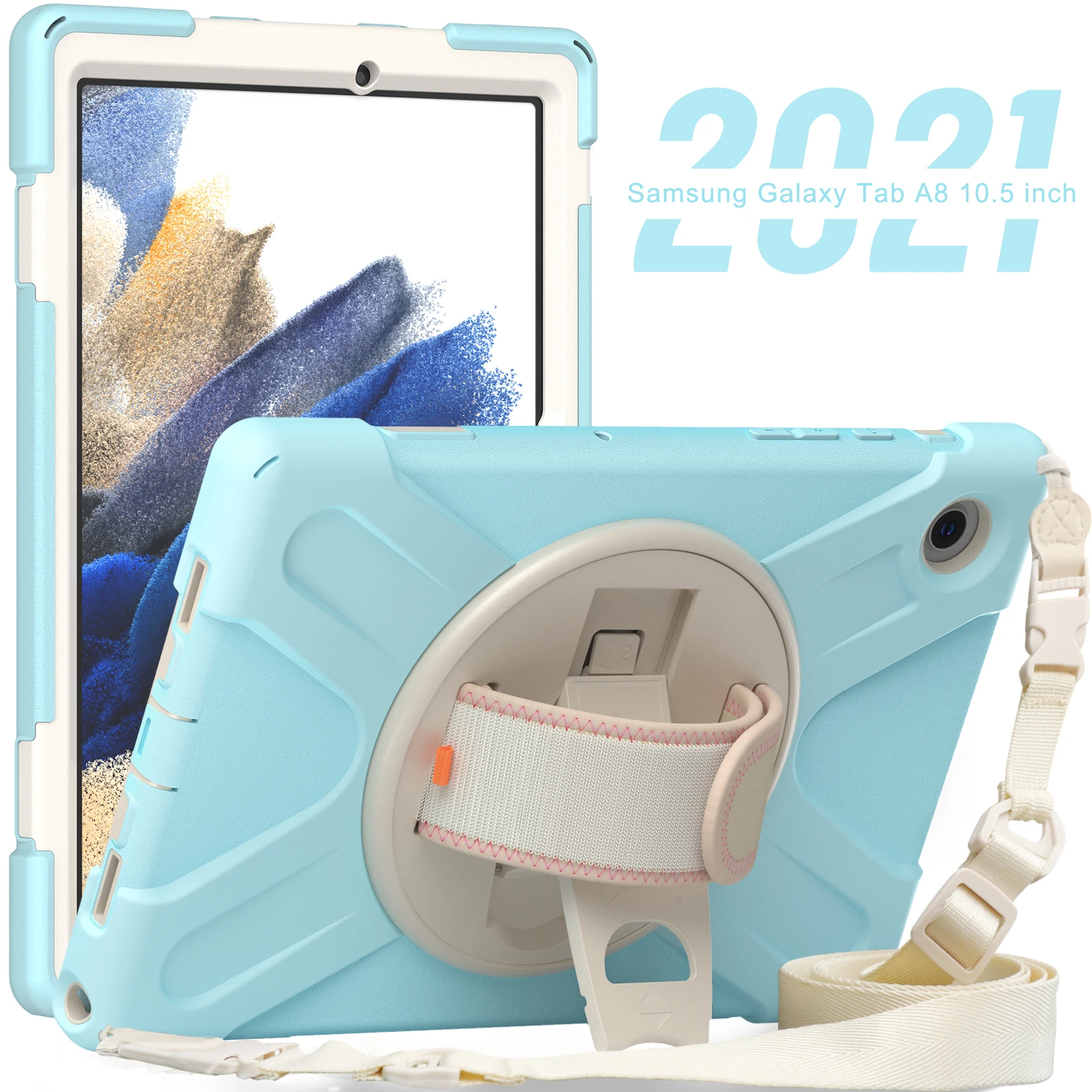 Heavy Duty Protective Silicon Tablet Case for Samsung Galaxy Tab A8 10.5 2022 Rugged Soft Back Cover with Stand