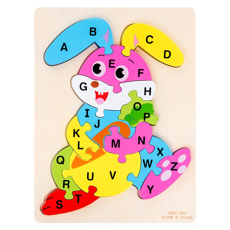 Toddler wooden Educational Kids toys toddler 3D Dinosaur Puzzle game Baby Cartoon Learning Puzzles board Toys for Children