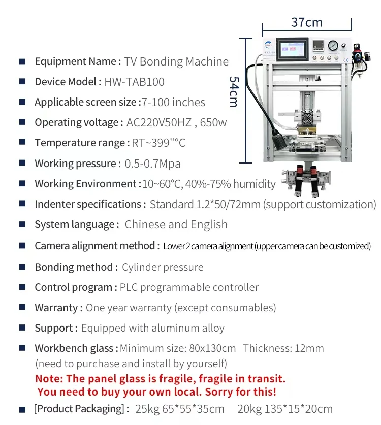 CNHOLY TAB100 Lcd Led Tv Panel Screen Repairing Machine Tab Flex Lcd Acf Cof Bonding Machine Without stand