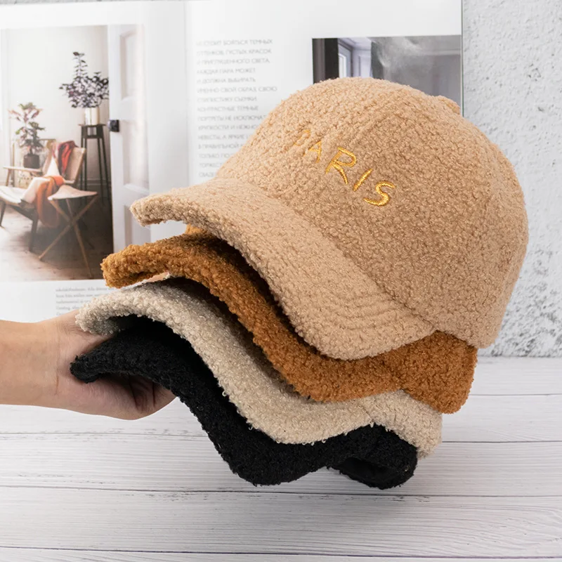 New arrival berber fleece fluffy baseball cap sport cap winter caps with PARIS embroidery