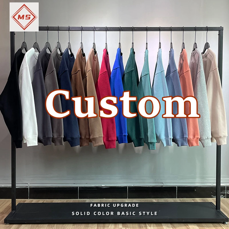360G Custom Private Label Cotton Fleece CrewNeck Sweatshirts Heavy Weight Thick Autumn 2022 Plain Sweatshirts For Print
