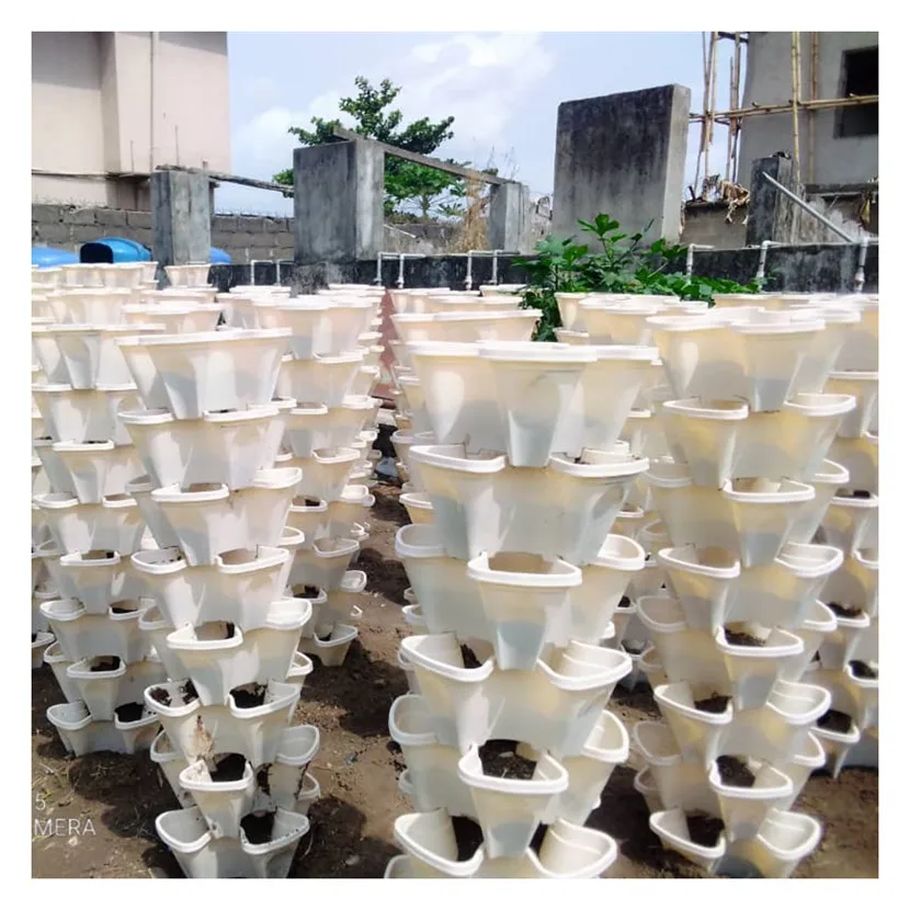 Stackable Flower Pot Planting Factory Price Place Saving Colorful Food Grade Plastic for Home Gardening Decor Plastic Plant 1pcs