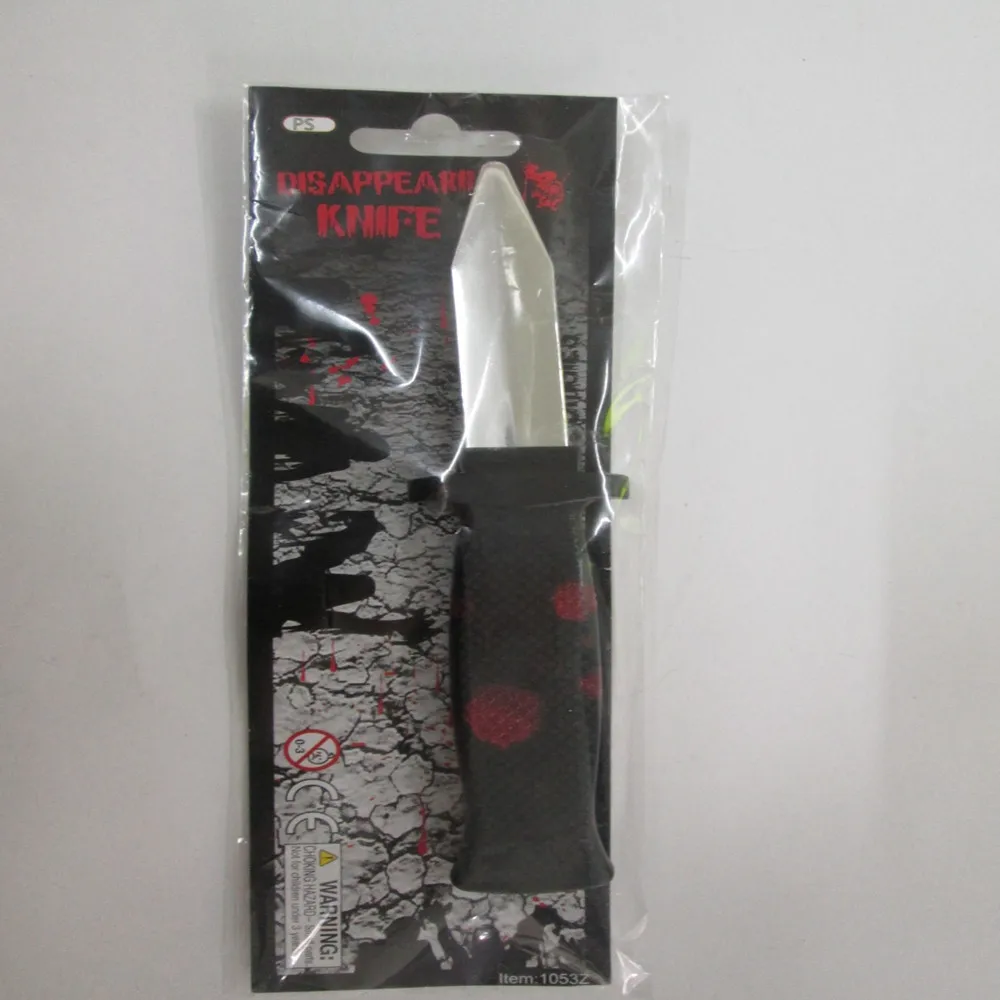 Best Price Black Plastic Knife Prop Costume Disappearing Dagger Knife Realistic Trick Gadget Toy for Halloween Fools Day Party