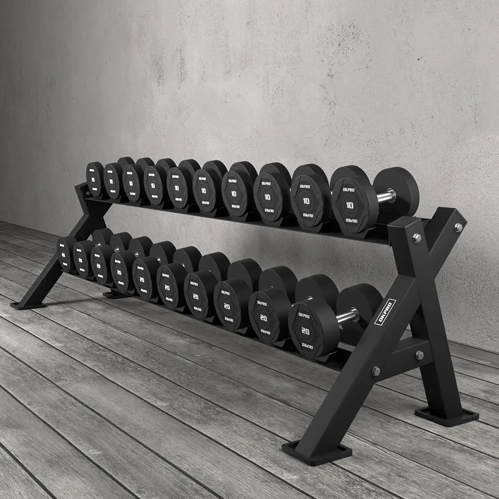 OKPRO Manufacturer New Design Gym Fitness Equipment Commercial 10 Pair 2 Tier Dumbbell Rack
