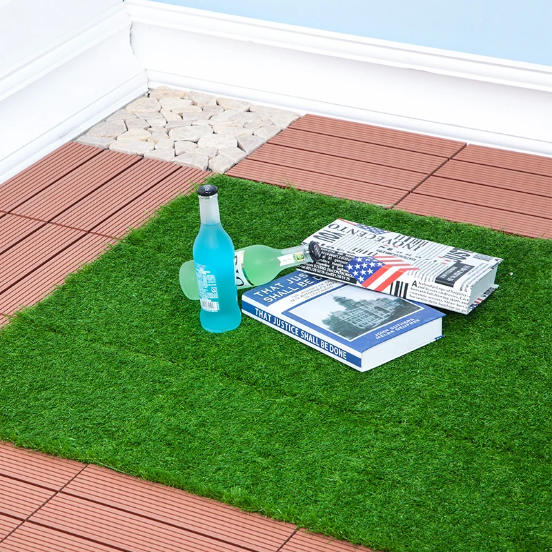 Grass tiles Cheap Price WPC tile Faux grass Interlocking floor tiles plastic wood decking outdoor