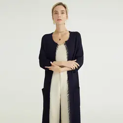 Knitwear Manufacturers Navy Cotton Tassel Long Cotton Sweater Custom Knit Knitted Cardigan