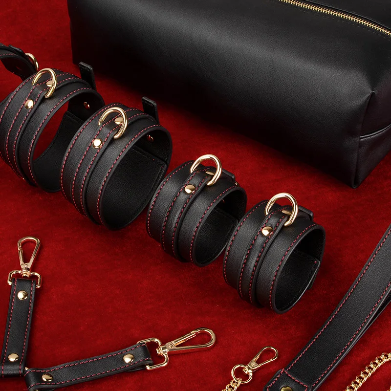 Bdsm Kits And Set With Bunny Hood Luxury Bag Pu Leather Bondage Flogger Handcuffs For Sex Slave Sex Toy Esposas Bondage-Sex-Toys