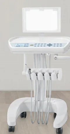 AM-398 Trolley Floor Type Foldaway Dental Unit with LED Lamp Suction Filter and Pneumatic Foot Switch Air Pressure
