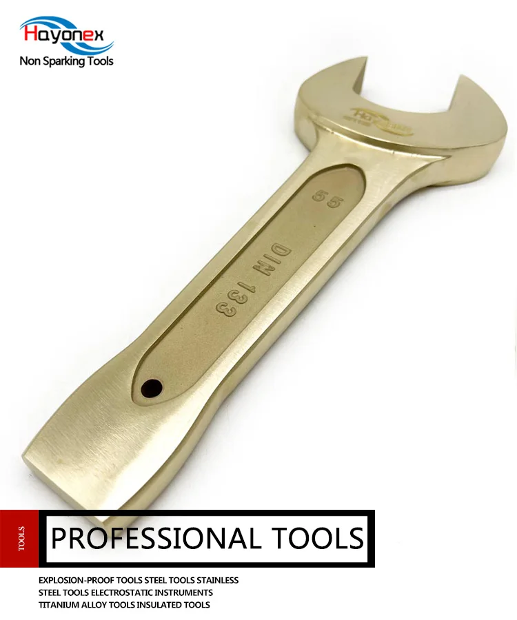 Safety tool explosion-proof knock open-end wrench aluminum bronze material can be customized Non sparking tools ratchet joint