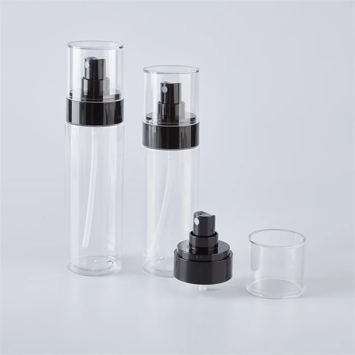 Mingli Packaging refillable transparent/white 100ml 120ml 150ml 200ml sprayer pump Facial cleanser plastic spray bottle