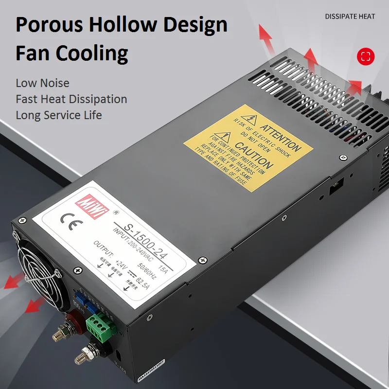 MIWI S-1500-24 High quality low price 200VAC-240VAC input 24vdc 62.5a  power supply 1500W LED switching Power Supply 24v