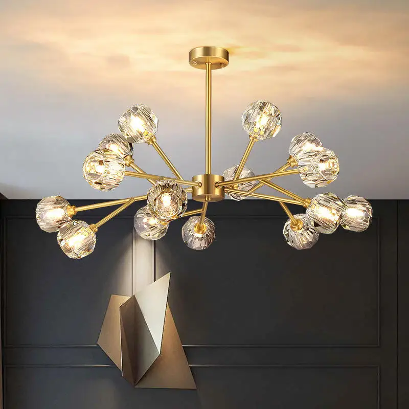 The New Listing Adjustable Light Glass Long Black 11Cm Nordic Ceiling Lighting Chandelier For Living Room