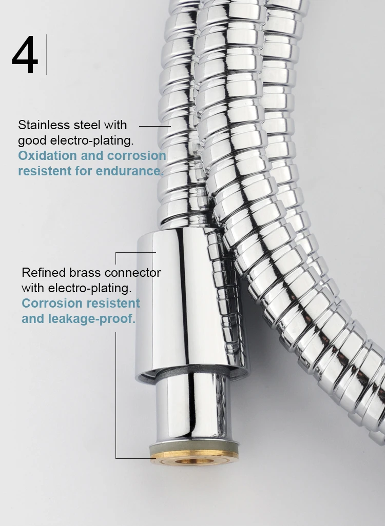 Extra Long Chrome Handheld Shower Head Hose with Brass Insert and Nut Lightweight and Flexible Wholesale Shower Hose