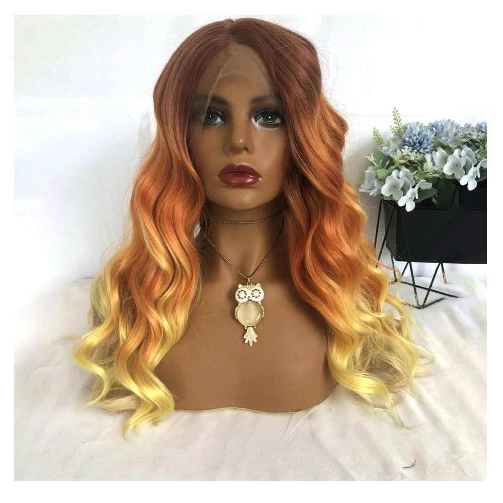 Razer Beautiful Ombre Colorful Long high heat Synthetic hair Lace Front Wigs