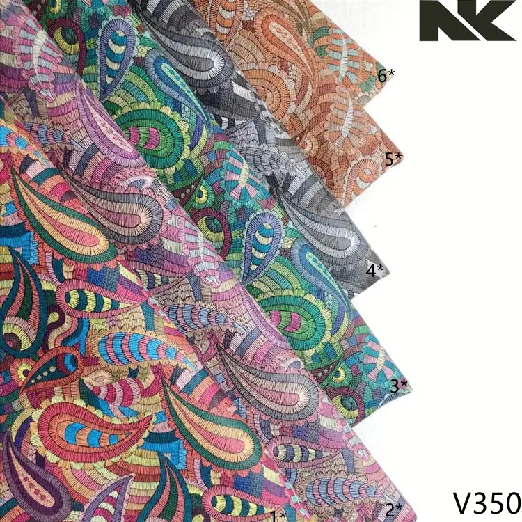 V350 Cuero New Retro Peacock Feather Pattern PVC Artificial Leather synthetic leather for Bags, Shoes, Belts,crafts