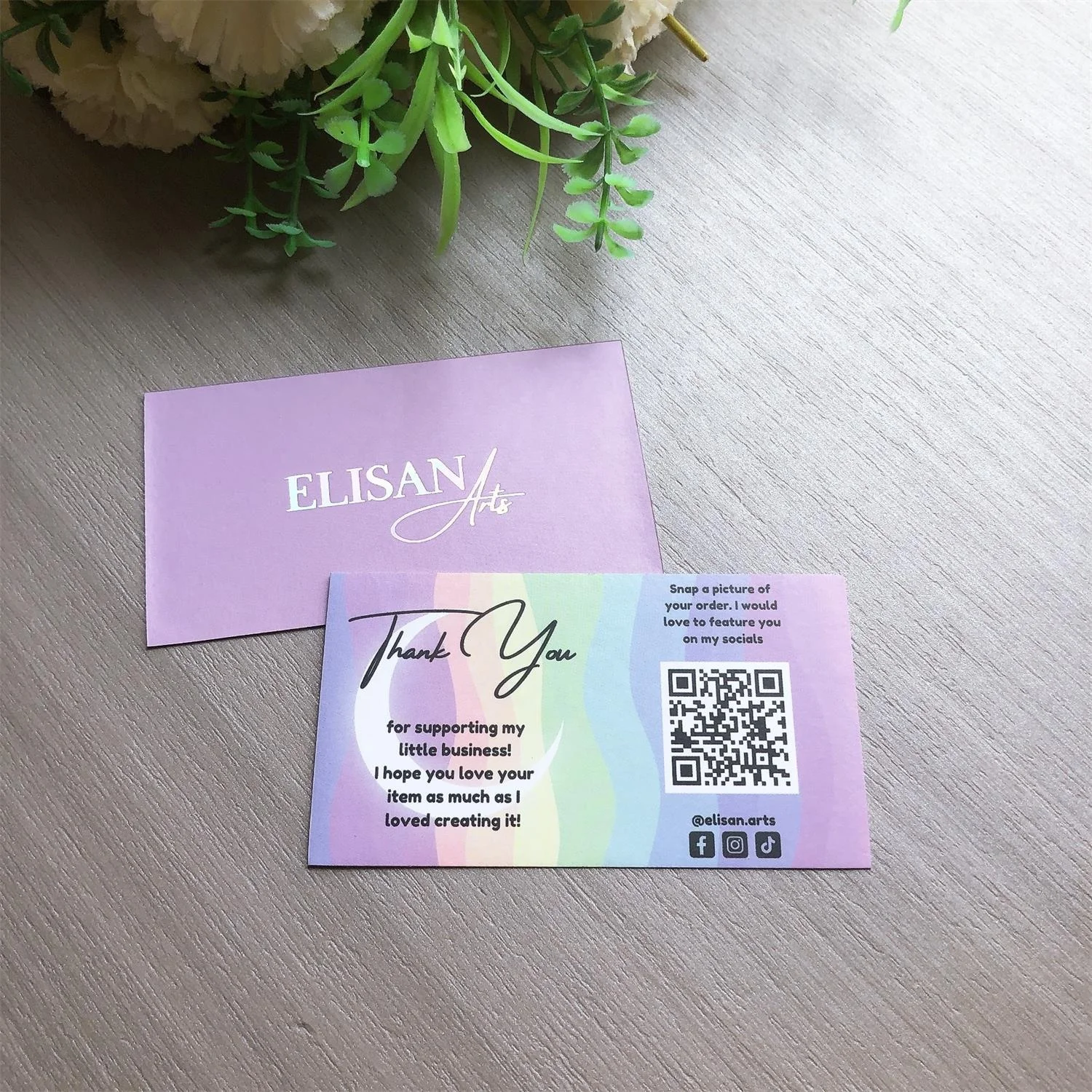 Custom Holographic laser silver insert trading cards small business thankyou card
