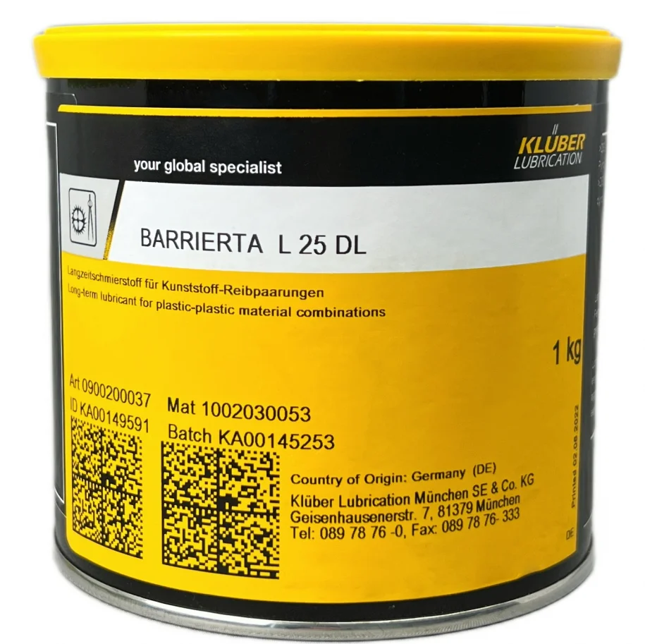 KlUber BARRIERTA L 25 DL 1KG Special lubricant grease  for the lubrication of sensitive plastics and elastomers