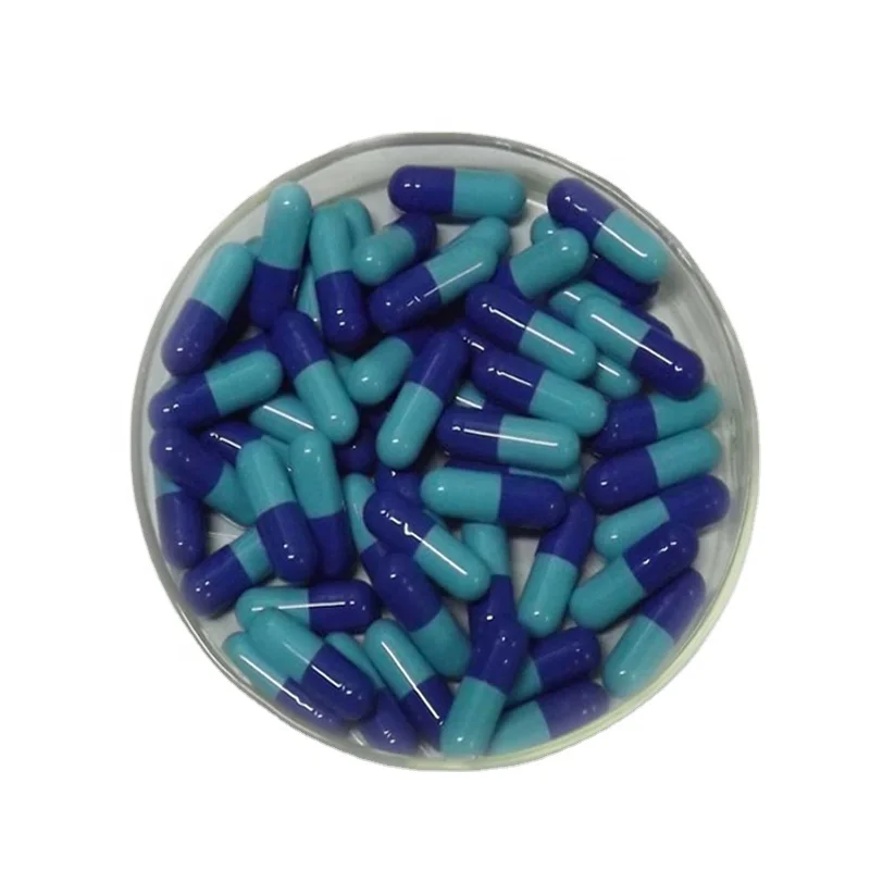 blue white pharmaceutical size 0 empty capsules royal