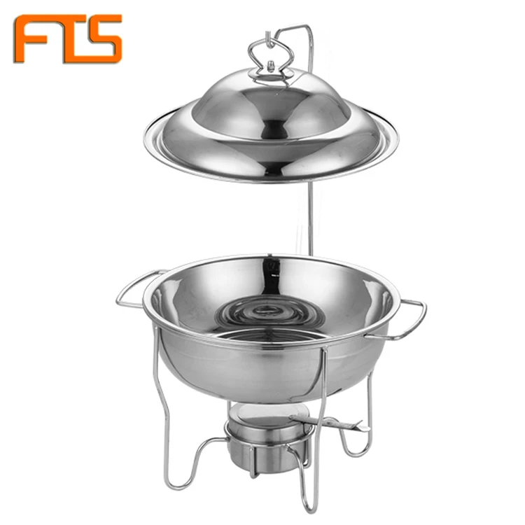 FTS food warmer restaurant catering equipment stainless steel buffet round with hanging lid silver china supplier chafing dish