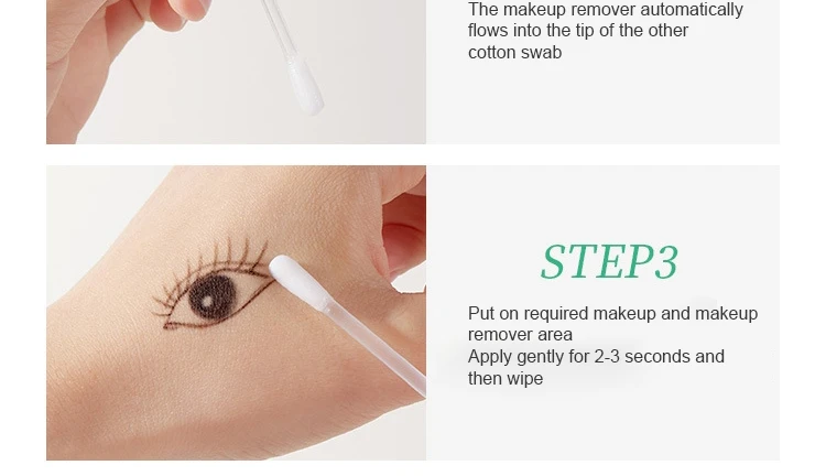 High Quality Double Head Makeup Eye Cleaning Remover Cotton Bud Makeup Remover Liquid Filled Cotton Swab