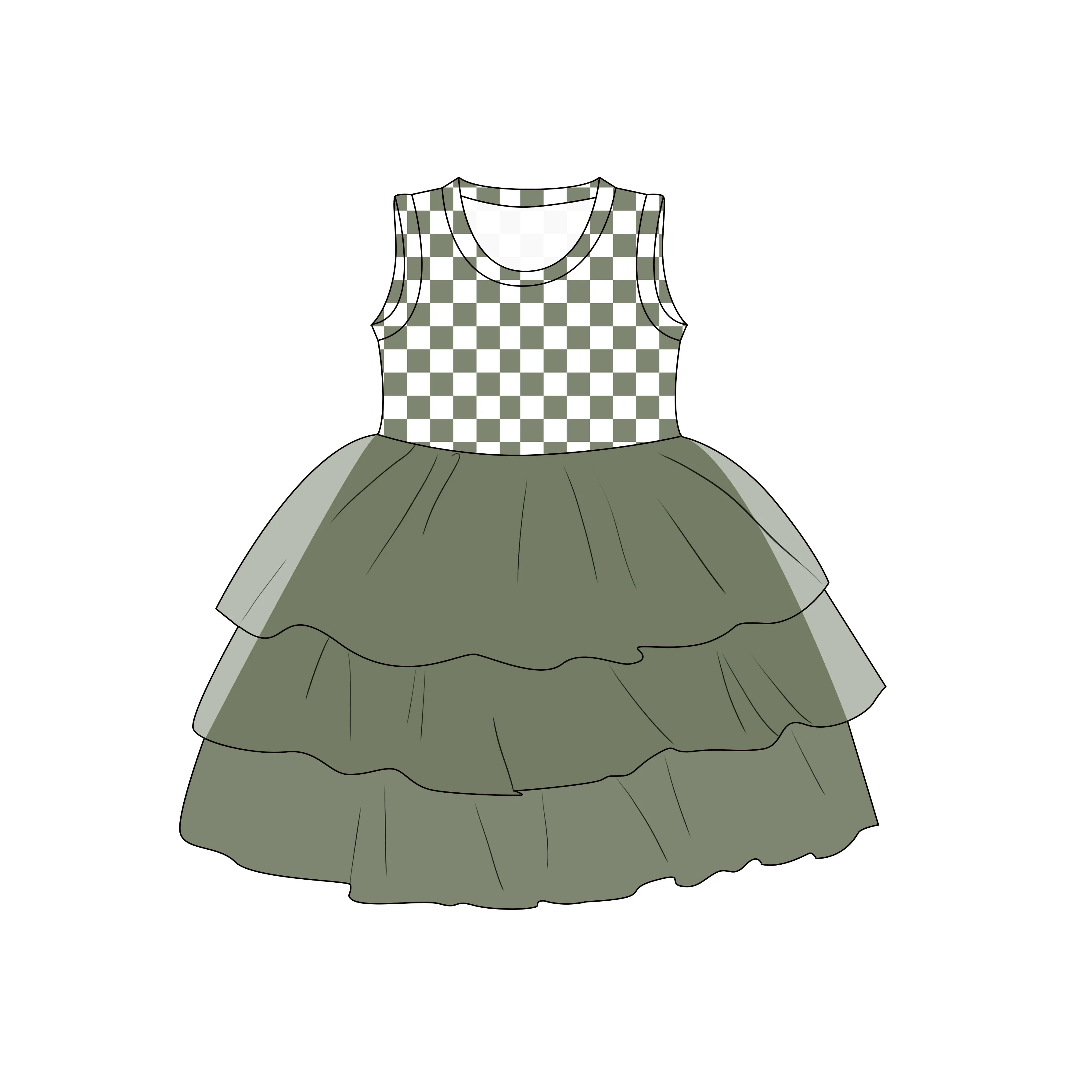 Cute Baby Girl Bamboo Viscose Dresses Plaid Dress Kids Custom Printed 3 layers Tulle Tutu Dress