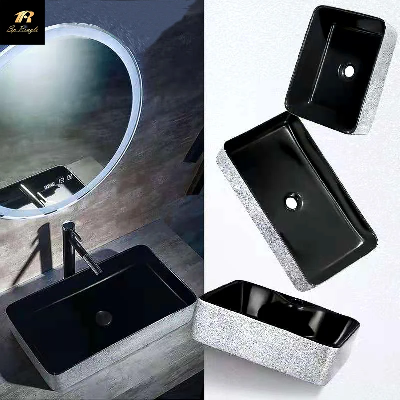  Springle large caliber outlet water saving sanitary ware shiny diamond ceramic silver black one piece flush