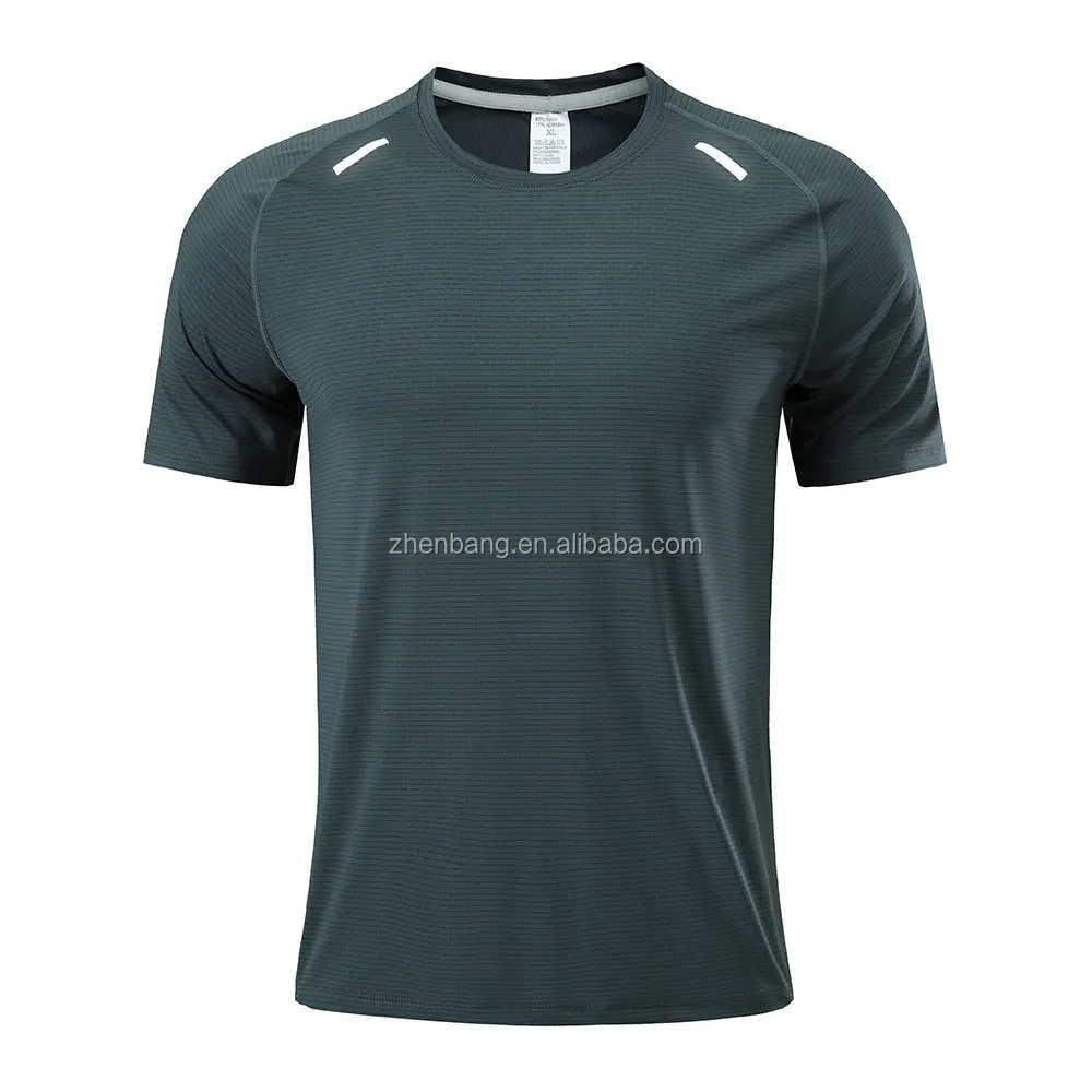 2021 wholesale men custom reflective logo sports running active gym polyester t shirts fitness clothing apparel wear