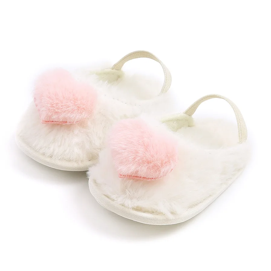 Cute Newborn Fancy Fur Infant Little Kids Latest Design Girls Baby slippers