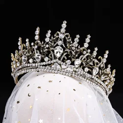 Luxury Sparkly Handmade Rhinestone Birthday Party Bridal Wedding Hair Accessories Crown Tiara For Bride