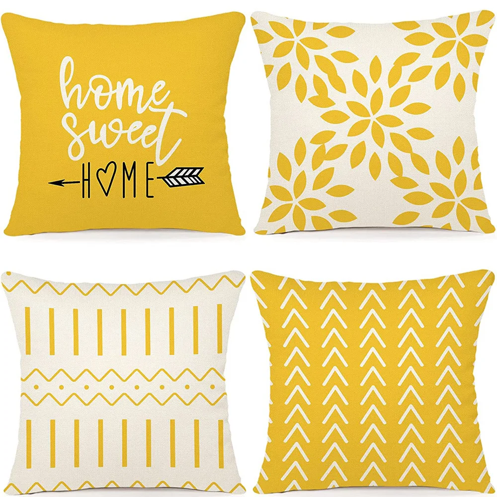 Brown Linen Geometric Cushion Cover, Home Decor, Good Pillowcase Decoration for Bedroom, Sofa, Chair, Bed, Garden, Car