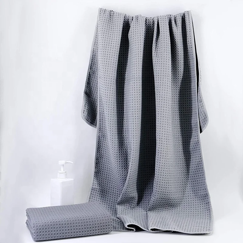 400gsm 70*140cm Microfiber waffle style towel microfiber absorbent lint free towel for bath beach