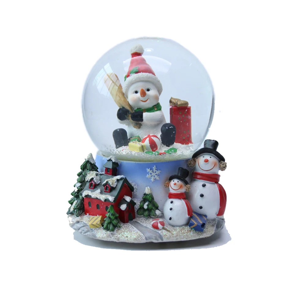 Xmas Snowman Wholesale Hang Painted Music Resin Snow Globe Glass Water Ball Holliday Gifts