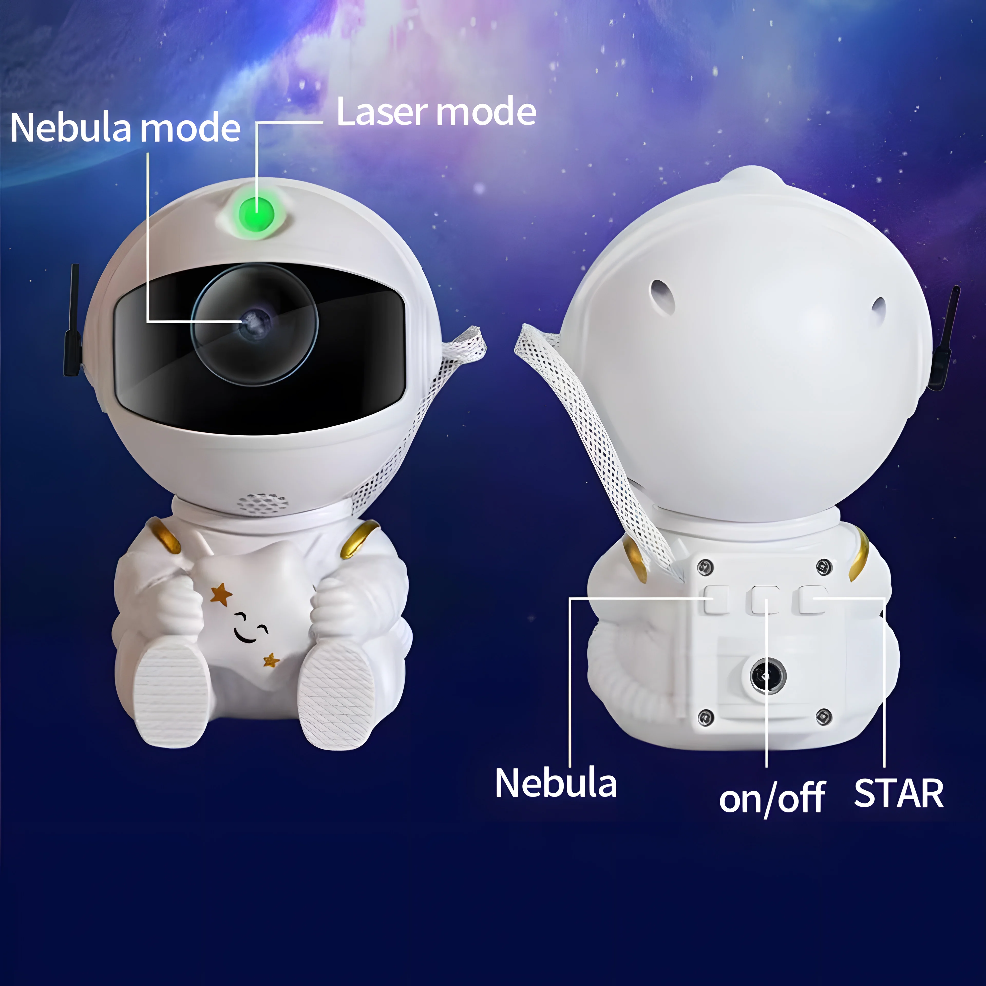 Rotatable LED Night Light Nebula Projector Multicolored Astronaut Space Features Bedroom Ocean Wave Star 60 Projector Room Use