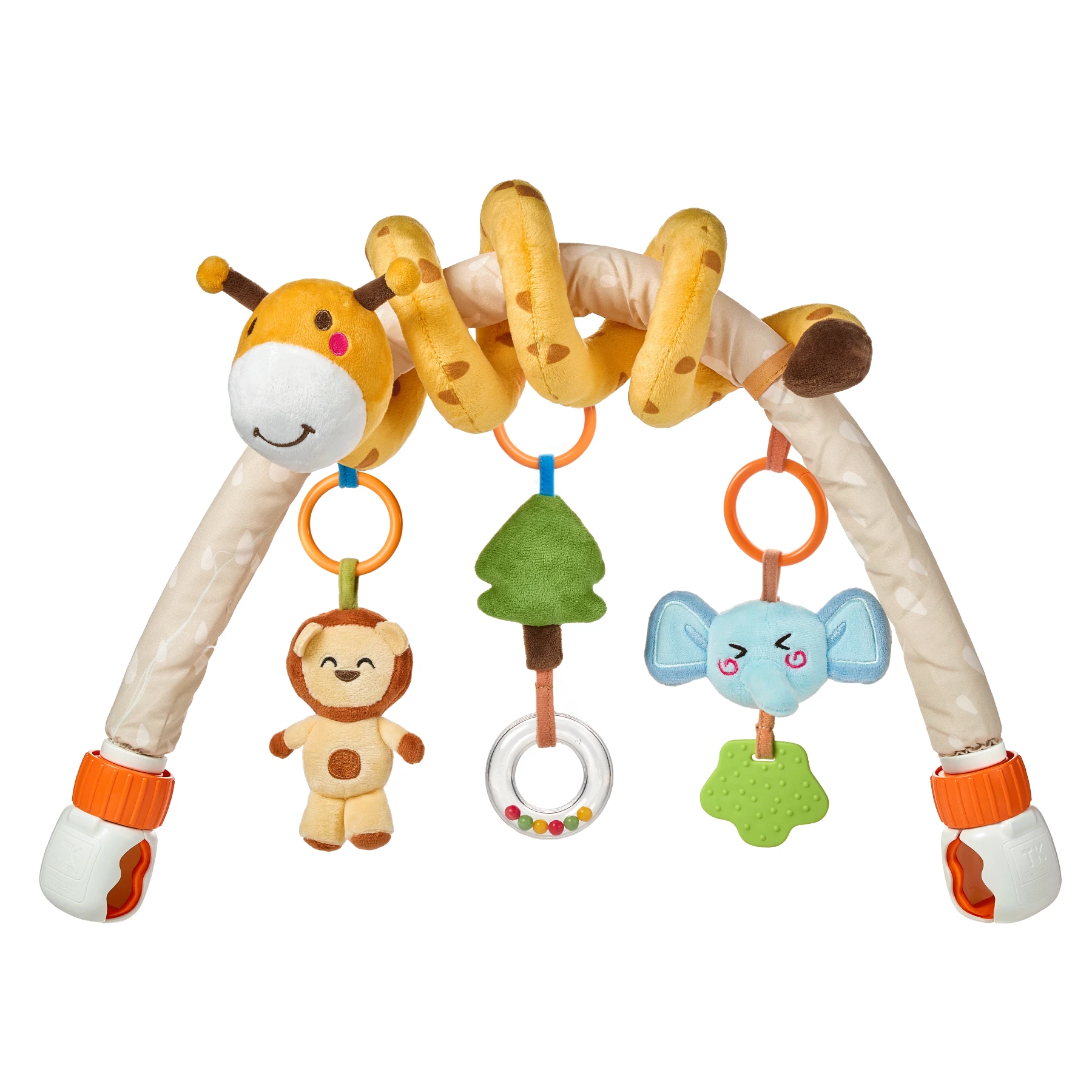 Tumama Kids Stuffed Stroller Arch Toys Baby Sensory Travel Play Toy for Newborn Musical Plush Animals Spiral Activity Pram Toys
