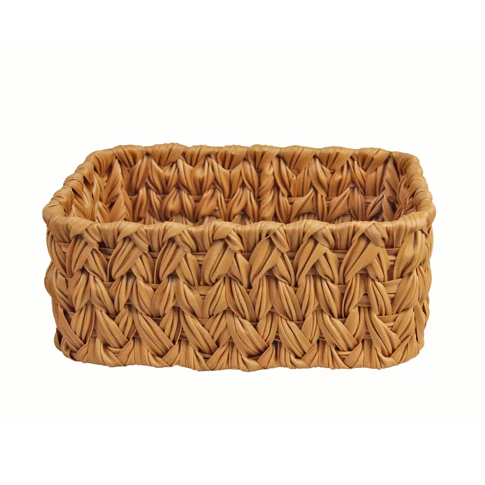 Easy to clean  basket, bathroom, makeup, underwear, desktop, clutter manager Cube storage basket Brown pp rattan plastic basket