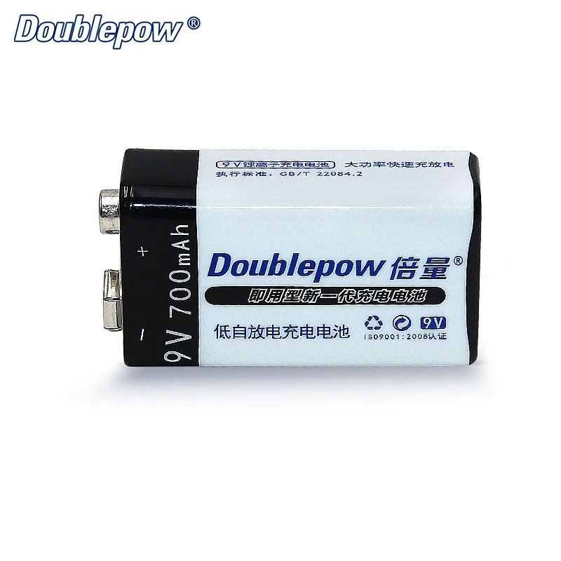 Doublepow 700mAh 9V High Capacity Lithium Ion Rechargeable 9V Battery For Consumer Electronics Home Appliances Toys