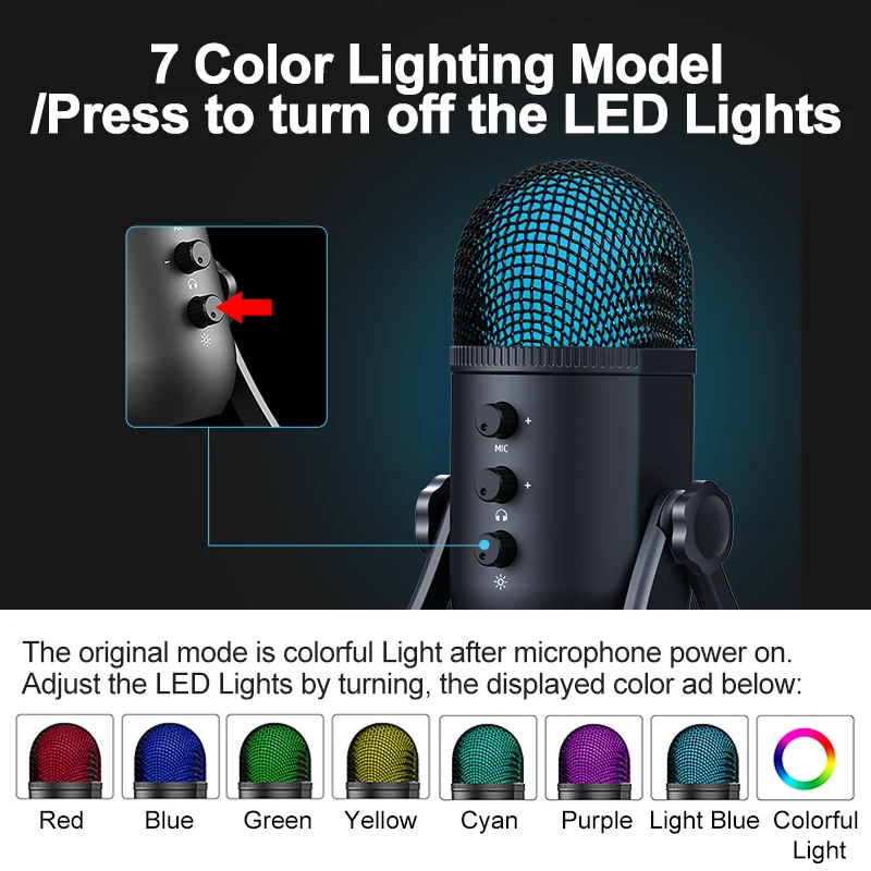 Heart Radio Studio Condenser Recording Mic Streaming Podcast Chatting Mic Set Gaming PC RGB USB Microphone Compatible with Mac
