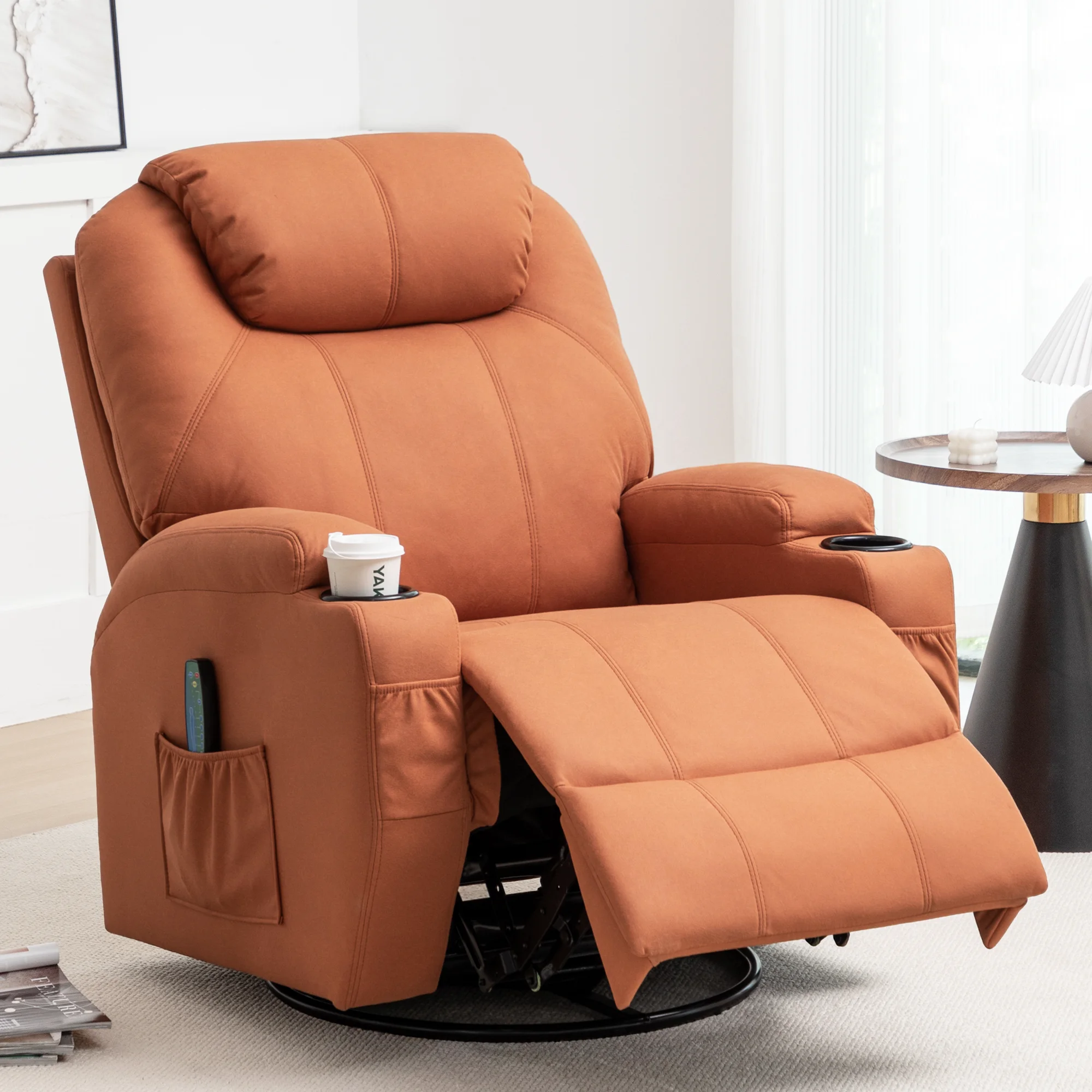 Modern Comfortable Single Sofa Chair Push Back Reclining Armchair For Living Room